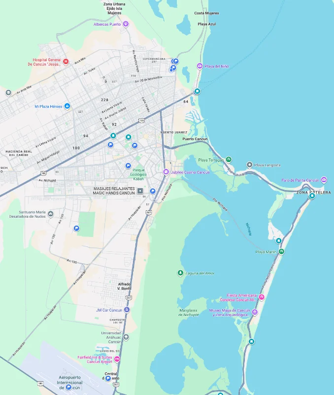 Mapa de Cancún